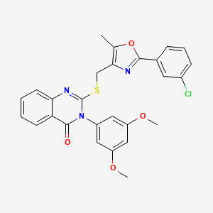 molecular formula C27H22ClN3O4S B2576071 2-(((2-(3-chlorophenyl)-5-methyloxazol-4-yl)methyl)thio)-3-(3,5-dimethoxyphenyl)quinazolin-4(3H)-one CAS No. 1114827-91-6