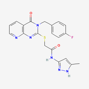 molecular formula C20H17FN6O2S B2576074 2-((3-(4-氟苄基)-4-氧代-3,4-二氢吡啶并[2,3-d]嘧啶-2-基)硫代)-N-(3-甲基-1H-吡唑-5-基)乙酰胺 CAS No. 1086688-93-8