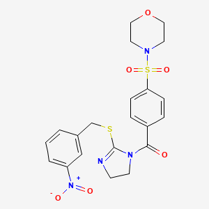 molecular formula C21H22N4O6S2 B2576076 (4-(morpholinosulfonyl)phenyl)(2-((3-nitrobenzyl)thio)-4,5-dihydro-1H-imidazol-1-yl)methanone CAS No. 851808-89-4