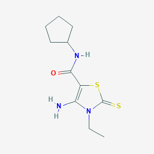 4-amino-N-cyclopentyl-3-ethyl-2-thioxo-2,3-dihydro-1,3-thiazole-5-carboxamide