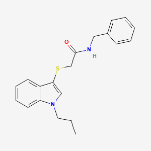 molecular formula C20H22N2OS B2576082 N-苄基-2-((1-丙基-1H-吲哚-3-基)硫代)乙酰胺 CAS No. 851412-12-9