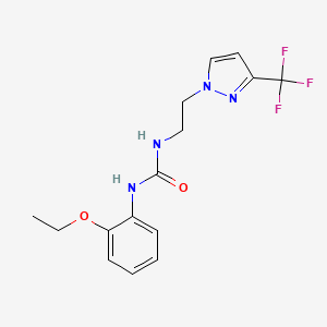 molecular formula C15H17F3N4O2 B2576086 1-(2-乙氧基苯基)-3-(2-(3-(三氟甲基)-1H-吡唑-1-基)乙基)脲 CAS No. 1448126-66-6