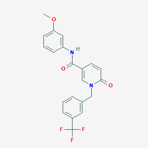 molecular formula C21H17F3N2O3 B2576102 N-(3-甲氧基苯基)-6-氧代-1-[[3-(三氟甲基)苯基]甲基]吡啶-3-甲酰胺 CAS No. 1004393-34-3