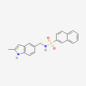 molecular formula C20H18N2O2S B2576114 N-[(2-methyl-1H-indol-5-yl)methyl]naphthalene-2-sulfonamide CAS No. 852138-85-3