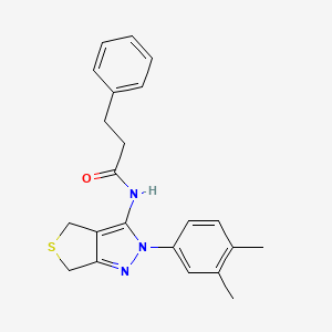 molecular formula C22H23N3OS B2576125 N-[2-(3,4-dimethylphenyl)-4,6-dihydrothieno[3,4-c]pyrazol-3-yl]-3-phenylpropanamide CAS No. 681269-68-1