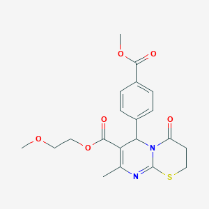 molecular formula C20H22N2O6S B257613 2-methoxyethyl 6-[4-(methoxycarbonyl)phenyl]-8-methyl-4-oxo-2H,3H,4H,6H-pyrimido[2,1-b][1,3]thiazine-7-carboxylate 