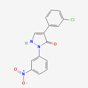 molecular formula C15H10ClN3O3 B2576133 4-(3-chlorophenyl)-2-(3-nitrophenyl)-1,2-dihydro-3H-pyrazol-3-one CAS No. 400075-13-0