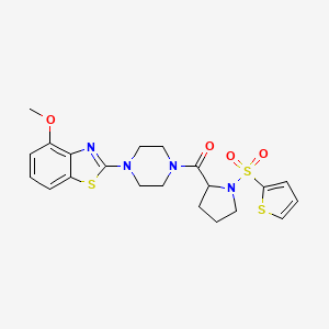 molecular formula C21H24N4O4S3 B2576138 (4-(4-Methoxybenzo[d]thiazol-2-yl)piperazin-1-yl)(1-(thiophen-2-ylsulfonyl)pyrrolidin-2-yl)methanone CAS No. 1097638-90-8