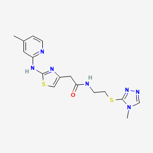 N-(2-((4-methyl-4H-1,2,4-triazol-3-yl)thio)ethyl)-2-(2-((4-methylpyridin-2-yl)amino)thiazol-4-yl)acetamide