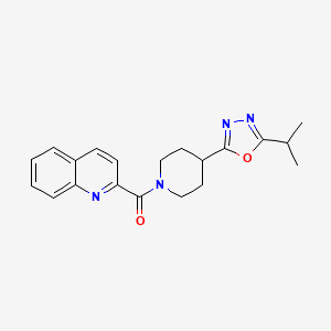 molecular formula C20H22N4O2 B2576149 (4-(5-Isopropyl-1,3,4-oxadiazol-2-yl)piperidin-1-yl)(quinolin-2-yl)methanone CAS No. 1211161-08-8