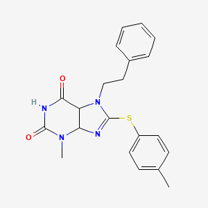 molecular formula C21H20N4O2S B2576150 3-methyl-8-[(4-methylphenyl)sulfanyl]-7-(2-phenylethyl)-2,3,6,7-tetrahydro-1H-purine-2,6-dione CAS No. 674356-41-3