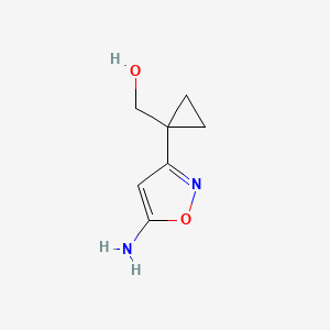 molecular formula C7H10N2O2 B2576162 [1-(5-Amino-1,2-oxazol-3-yl)cyclopropyl]methanol CAS No. 2247104-10-3