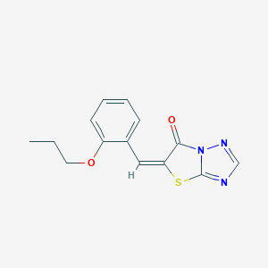 molecular formula C14H13N3O2S B257617 (5E)-5-(2-propoxybenzylidene)[1,3]thiazolo[3,2-b][1,2,4]triazol-6(5H)-one 