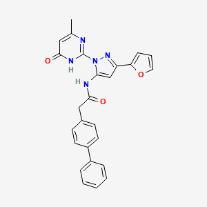 molecular formula C26H21N5O3 B2576171 2-([1,1'-联苯]-4-基)-N-(3-(呋喃-2-基)-1-(4-甲基-6-氧代-1,6-二氢嘧啶-2-基)-1H-吡唑-5-基)乙酰胺 CAS No. 1206988-25-1