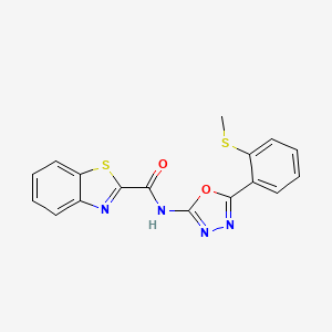 molecular formula C17H12N4O2S2 B2576175 N-(5-(2-(甲硫基)苯基)-1,3,4-恶二唑-2-基)苯并[d]噻唑-2-甲酰胺 CAS No. 886909-20-2