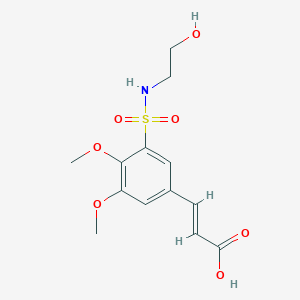molecular formula C13H17NO7S B2576176 (E)-3-(3-(N-(2-hydroxyethyl)sulfamoyl)-4,5-dimethoxyphenyl)acrylic acid CAS No. 1164556-64-2