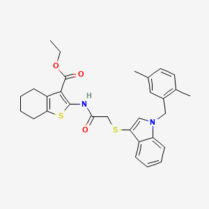 ethyl 2-(2-((1-(2,5-dimethylbenzyl)-1H-indol-3-yl)thio)acetamido)-4,5,6,7-tetrahydrobenzo[b]thiophene-3-carboxylate