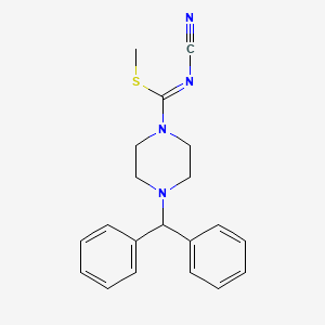 molecular formula C20H22N4S B2576186 methyl 4-benzhydryl-N-cyanotetrahydro-1(2H)-pyrazinecarbimidothioate CAS No. 343375-65-5