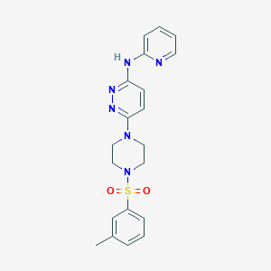 molecular formula C20H22N6O2S B2576187 N-(pyridin-2-yl)-6-(4-(m-tolylsulfonyl)piperazin-1-yl)pyridazin-3-amine CAS No. 1021038-80-1