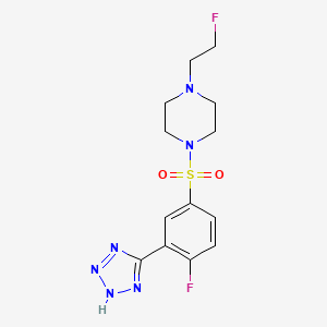 molecular formula C13H16F2N6O2S B2576188 1-((4-氟-3-(1H-四唑-5-基)苯基)磺酰基)-4-(2-氟乙基)哌嗪 CAS No. 2034423-19-1