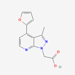 molecular formula C13H11N3O3 B2576189 2-(4-(2-Furyl)-3-methylpyrazolo[5,4-b]pyridinyl)acetic acid CAS No. 937606-28-5