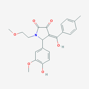 molecular formula C22H23NO6 B257619 (4E)-5-(4-hydroxy-3-methoxyphenyl)-4-[hydroxy(4-methylphenyl)methylidene]-1-(2-methoxyethyl)pyrrolidine-2,3-dione 