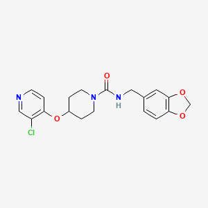 molecular formula C19H20ClN3O4 B2576203 N-(benzo[d][1,3]dioxol-5-ylmethyl)-4-((3-chloropyridin-4-yl)oxy)piperidine-1-carboxamide CAS No. 2034431-26-8