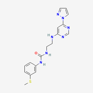 1-(2-((6-(1H-pyrazol-1-yl)pyrimidin-4-yl)amino)ethyl)-3-(3-(methylthio)phenyl)urea