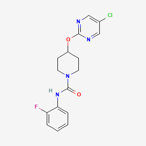 molecular formula C16H16ClFN4O2 B2576208 4-(5-Chloropyrimidin-2-yl)oxy-N-(2-fluorophenyl)piperidine-1-carboxamide CAS No. 2415490-67-2
