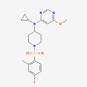 molecular formula C20H25FN4O3S B2576224 N-Cyclopropyl-N-[1-(4-fluoro-2-methylphenyl)sulfonylpiperidin-4-yl]-6-methoxypyrimidin-4-amine CAS No. 2380086-04-2