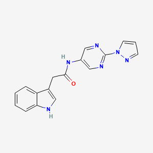 molecular formula C17H14N6O B2576227 N-(2-(1H-pyrazol-1-yl)pyrimidin-5-yl)-2-(1H-indol-3-yl)acetamide CAS No. 1421457-17-1