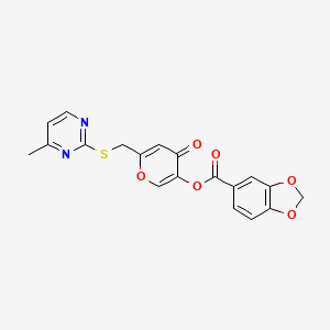 molecular formula C19H14N2O6S B2576230 [6-[(4-Methylpyrimidin-2-yl)sulfanylmethyl]-4-oxopyran-3-yl] 1,3-benzodioxole-5-carboxylate CAS No. 877635-92-2