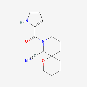 molecular formula C15H19N3O2 B2576231 8-(1H-pyrrole-2-carbonyl)-1-oxa-8-azaspiro[5.5]undecane-7-carbonitrile CAS No. 2093762-99-1