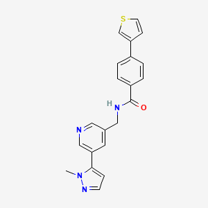 molecular formula C21H18N4OS B2576232 N-((5-(1-methyl-1H-pyrazol-5-yl)pyridin-3-yl)methyl)-4-(thiophen-3-yl)benzamide CAS No. 2191267-06-6