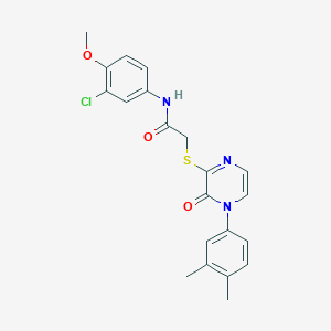 molecular formula C21H20ClN3O3S B2576236 N-(3-chloro-4-methoxyphenyl)-2-((4-(3,4-dimethylphenyl)-3-oxo-3,4-dihydropyrazin-2-yl)thio)acetamide CAS No. 941929-48-2