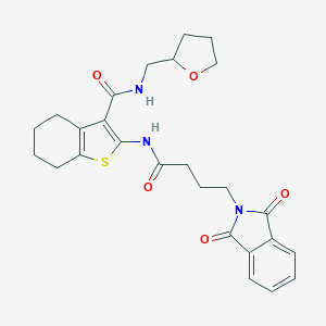 molecular formula C26H29N3O5S B257624 2-{[4-(1,3-dioxo-1,3-dihydro-2H-isoindol-2-yl)butanoyl]amino}-N-(tetrahydro-2-furanylmethyl)-4,5,6,7-tetrahydro-1-benzothiophene-3-carboxamide 