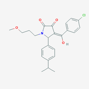 molecular formula C24H26ClNO4 B257625 (4E)-4-[(4-chlorophenyl)(hydroxy)methylidene]-1-(3-methoxypropyl)-5-[4-(propan-2-yl)phenyl]pyrrolidine-2,3-dione 