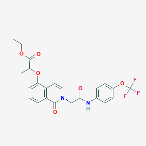 molecular formula C23H21F3N2O6 B2576256 Ethyl 2-{[1-oxo-2-({[4-(trifluoromethoxy)phenyl]carbamoyl}methyl)-1,2-dihydroisoquinolin-5-yl]oxy}propanoate CAS No. 868224-68-4