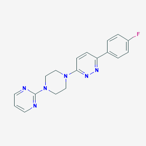 molecular formula C18H17FN6 B2576257 3-(4-Fluorophenyl)-6-(4-pyrimidin-2-ylpiperazin-1-yl)pyridazine CAS No. 2337178-71-7
