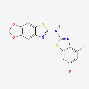 molecular formula C15H7F2N3O2S2 B2576259 N-(4,6-difluoro-1,3-benzothiazol-2-yl)-[1,3]dioxolo[4,5-f][1,3]benzothiazol-6-amine CAS No. 862976-93-0