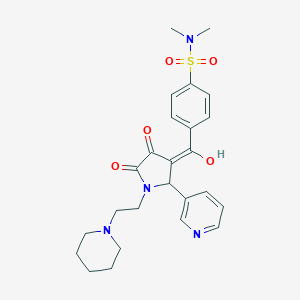 molecular formula C25H30N4O5S B257626 4-{[4-hydroxy-5-oxo-1-[2-(1-piperidinyl)ethyl]-2-(3-pyridinyl)-2,5-dihydro-1H-pyrrol-3-yl]carbonyl}-N,N-dimethylbenzenesulfonamide 