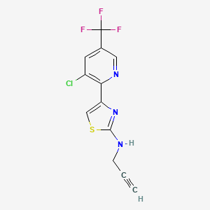 molecular formula C12H7ClF3N3S B2576272 4-[3-chloro-5-(trifluoromethyl)pyridin-2-yl]-N-(prop-2-yn-1-yl)-1,3-thiazol-2-amine CAS No. 2060751-04-2