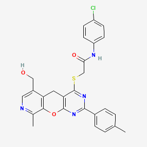 N-(4-chlorophenyl)-2-{[6-(hydroxymethyl)-9-methyl-2-(4-methylphenyl)-5H-pyrido[4',3':5,6]pyrano[2,3-d]pyrimidin-4-yl]thio}acetamide