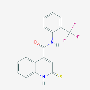 molecular formula C17H11F3N2OS B2576286 2-sulfanyl-N-[2-(trifluoromethyl)phenyl]quinoline-4-carboxamide CAS No. 379725-94-7