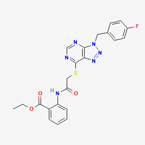 molecular formula C22H19FN6O3S B2576288 2-(2-((3-(4-氟苄基)-3H-[1,2,3]三唑并[4,5-d]嘧啶-7-基)硫代)乙酰氨基)苯甲酸乙酯 CAS No. 863457-90-3