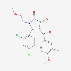 molecular formula C22H21Cl2NO5 B257629 5-(2,4-dichlorophenyl)-3-hydroxy-1-(2-methoxyethyl)-4-[(4-methoxy-3-methylphenyl)carbonyl]-1,5-dihydro-2H-pyrrol-2-one 
