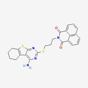 molecular formula C25H22N4O2S2 B2576290 2-[3-[(4-Amino-5,6,7,8-tetrahydro-[1]benzothiolo[2,3-d]pyrimidin-2-yl)sulfanyl]propyl]benzo[de]isoquinoline-1,3-dione CAS No. 315695-14-8