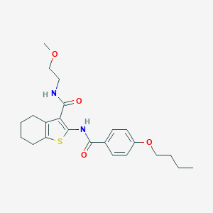 molecular formula C23H30N2O4S B257630 2-[(4-butoxybenzoyl)amino]-N-(2-methoxyethyl)-4,5,6,7-tetrahydro-1-benzothiophene-3-carboxamide 