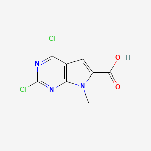 molecular formula C8H5Cl2N3O2 B2576310 2,4-二氯-7-甲基-7H-吡咯并[2,3-d]嘧啶-6-羧酸 CAS No. 1638760-84-5