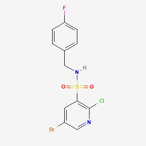molecular formula C12H9BrClFN2O2S B2576313 5-bromo-2-chloro-N-[(4-fluorophenyl)methyl]pyridine-3-sulfonamide CAS No. 1181522-47-3